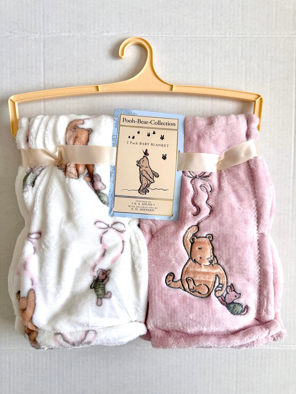 Pooh Bear Collection Winnie The Pooh Pink Baby 2 pc Blanket 30" x 40"